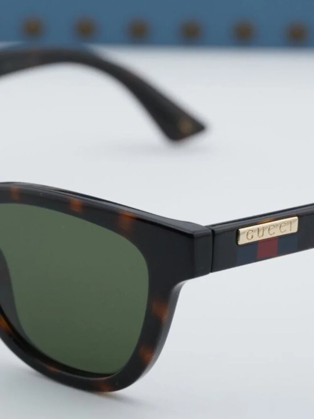 Gucci GG1116S 002 Unisex Square Sunglasses - Havana / Green - Picture 2 of 11